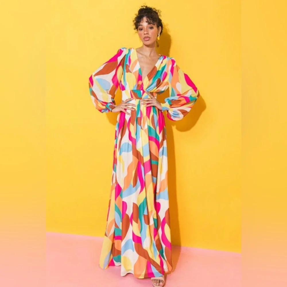 Printed Woven Maxi Dress, Sizes Small - Large - Picture 3 of 7